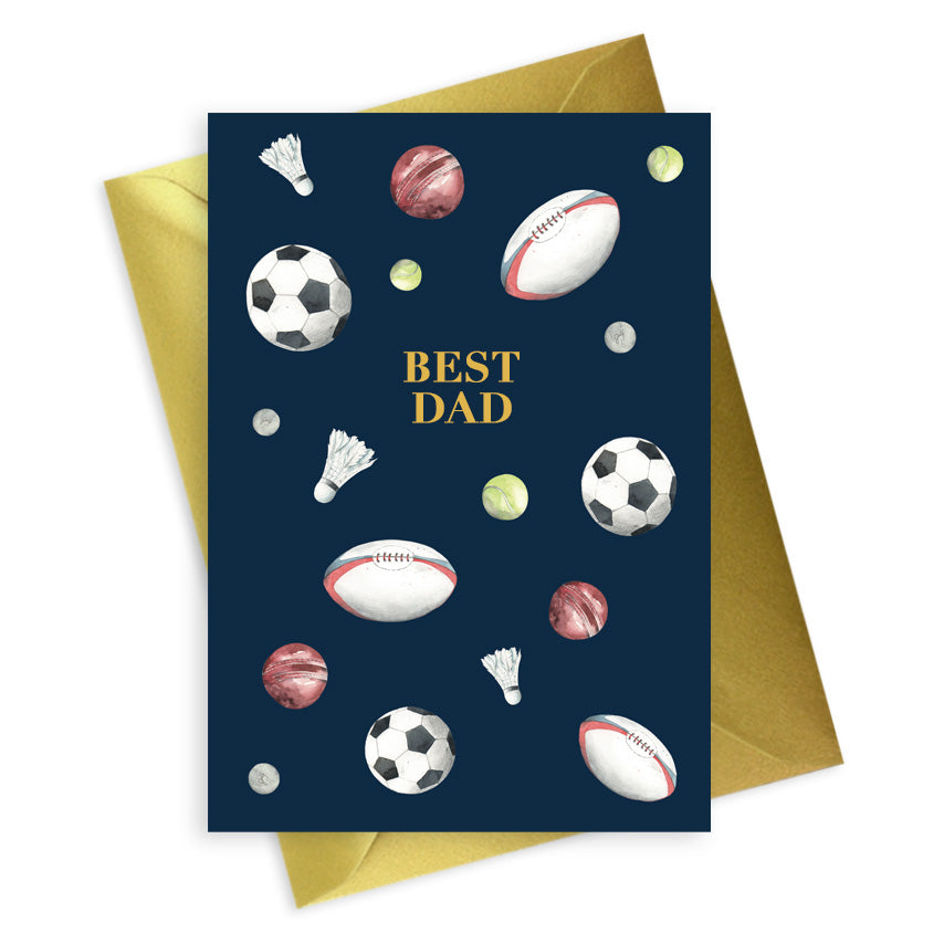 Navy A6 Foiled Greeting Card Sport Best Dad Greeting & Note Cards Crumble and Core   