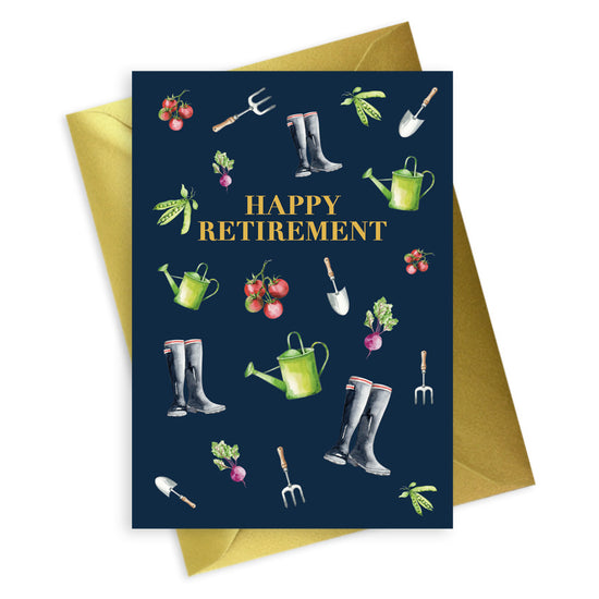Navy A6 Foiled Greeting Card Garden Retirement Greeting & Note Cards Crumble and Core   