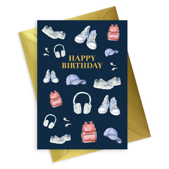 Navy A6 Foiled Greeting Card Teen Happy Birthday Greeting & Note Cards Crumble and Core   