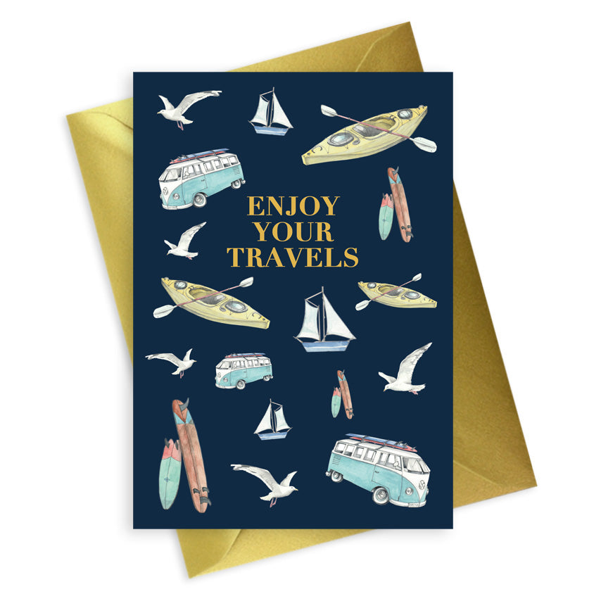 Navy A6 Foiled Greeting Card Seaside Travels Greeting & Note Cards Crumble and Core   