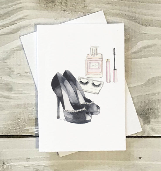 Mini Greeting Card -Make Up & Shoes Greeting & Note Cards Crumble and Core   