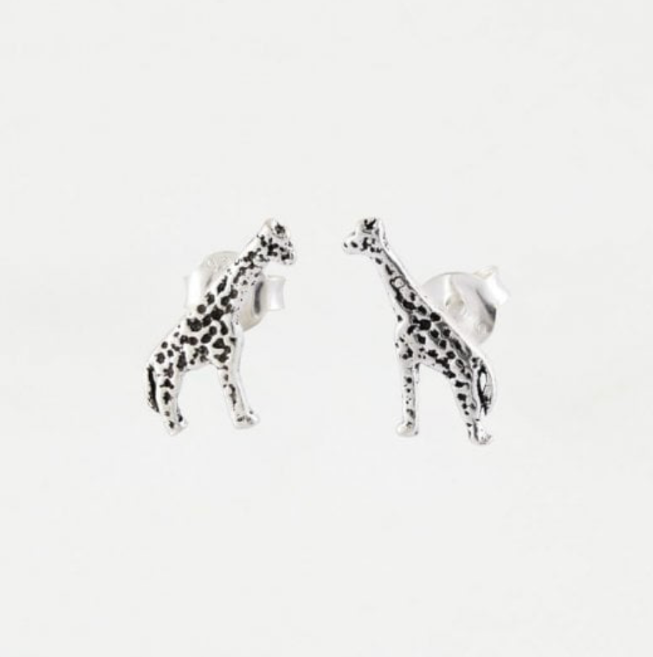 Giraffe Silver Ear Stud Earrings Crumble and Core   