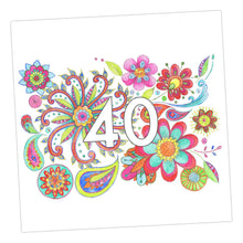 Load image into Gallery viewer, Embroidered 40th Greeting Card Greeting &amp; Note Cards Crumble and Core   
