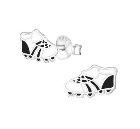 Football Boot Silver Ear Stud Earrings Crumble and Core   