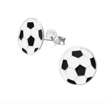 Load image into Gallery viewer, Football Silver Ear Stud Earrings Crumble and Core   
