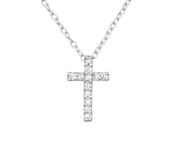 Sterling Silver Crystal Cross Pendant and Chain Necklaces Crumble and Core   