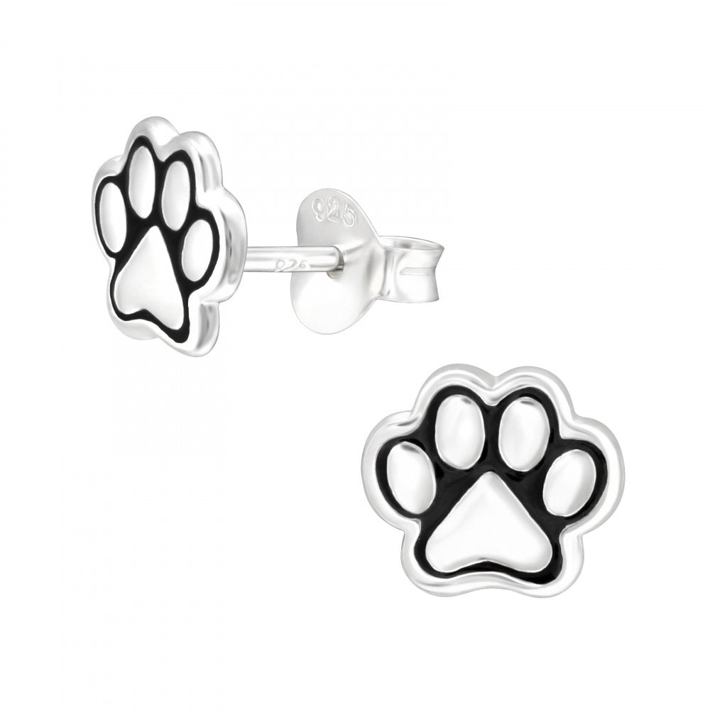 Sterling Silver Studs Dog Paw Earrings – Paw Studs - Thank You Gift - Dog Lover Gift
