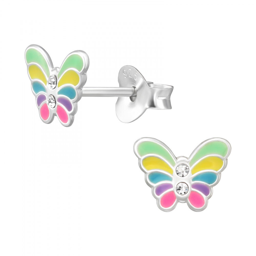 Silver Butterfly Earrings – Hypoallergenic Crystal Studs | 925 Sterling Jewellery Gift