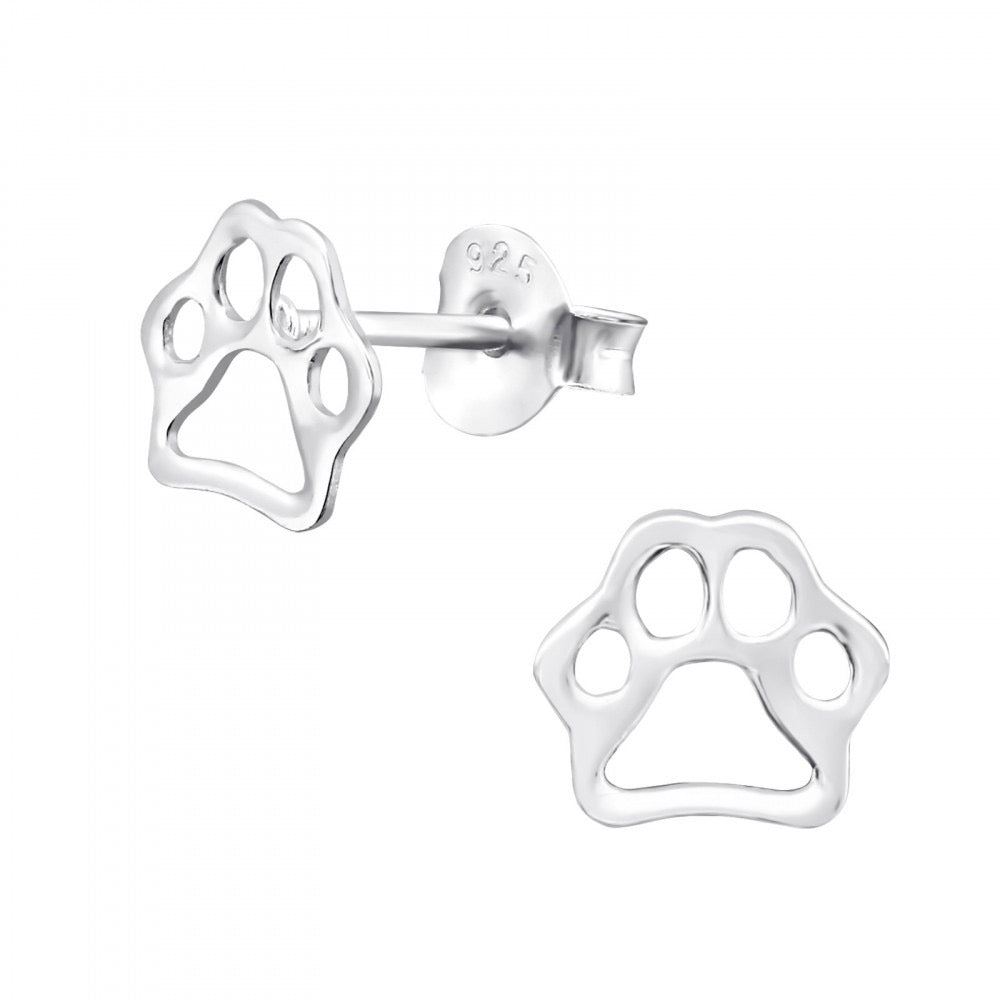 Sterling Silver Stud Earrings – Dog Paw Heart Design | Elegant 925 Jewelry Gift