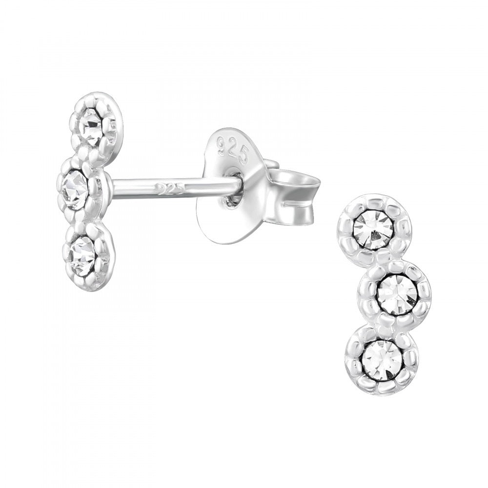 Silver Stud Earrings – Sparkling Crystal Crawler 925 Sterling Jewellery Gift