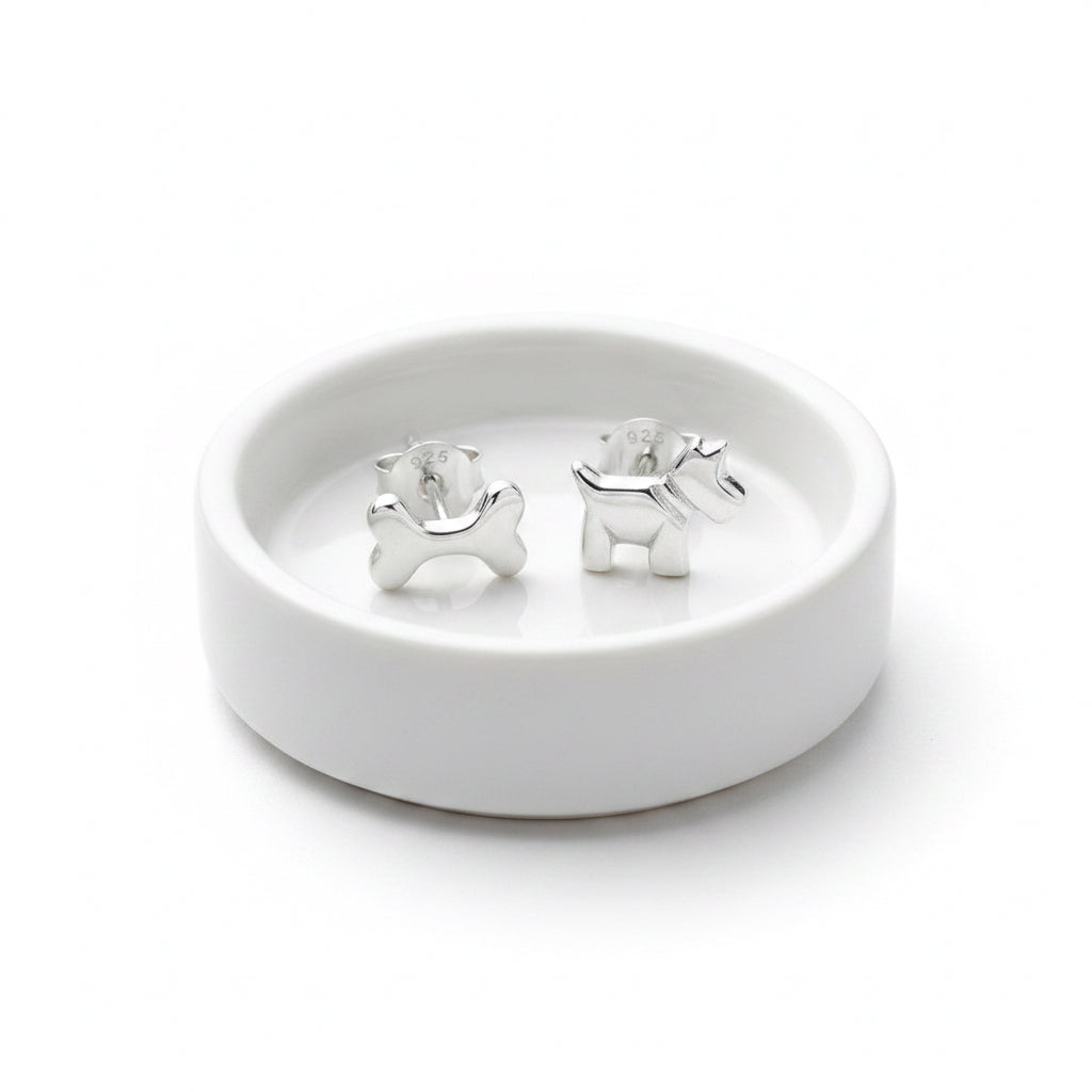 Orecchini a bottone in argento Panda