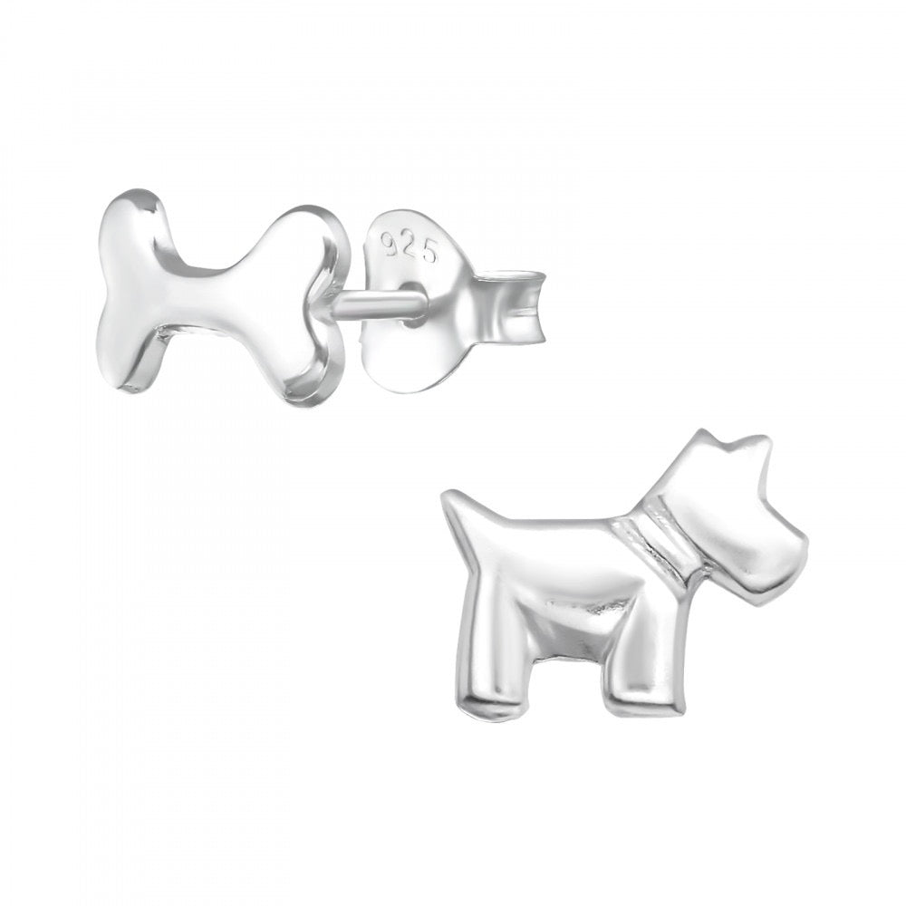 Orecchini a bottone in argento Panda