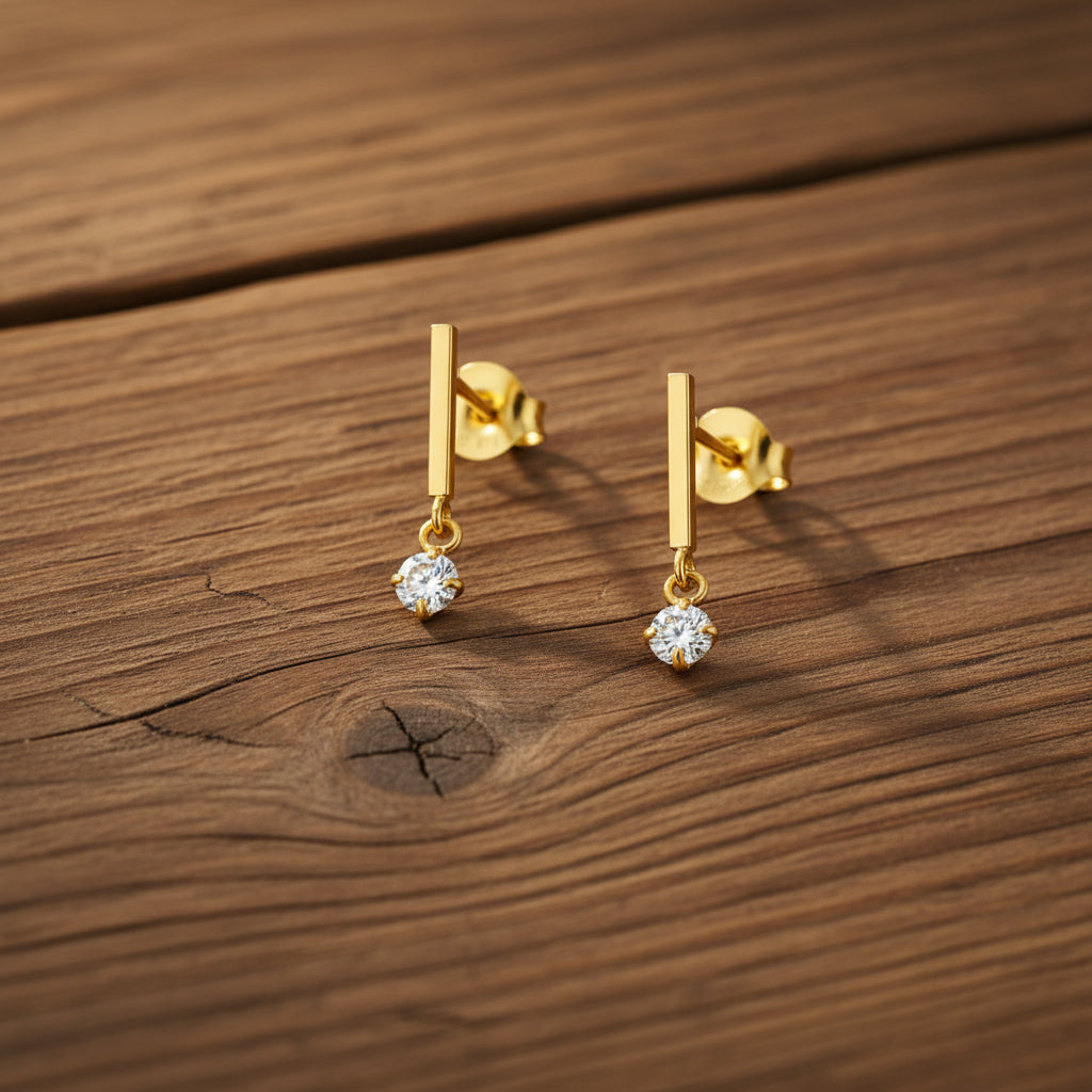 Pendientes Plata Flor Cristal