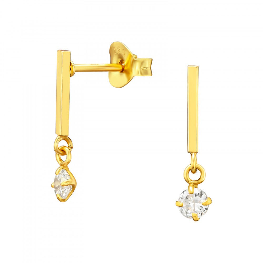 Pendientes Plata Flor Cristal