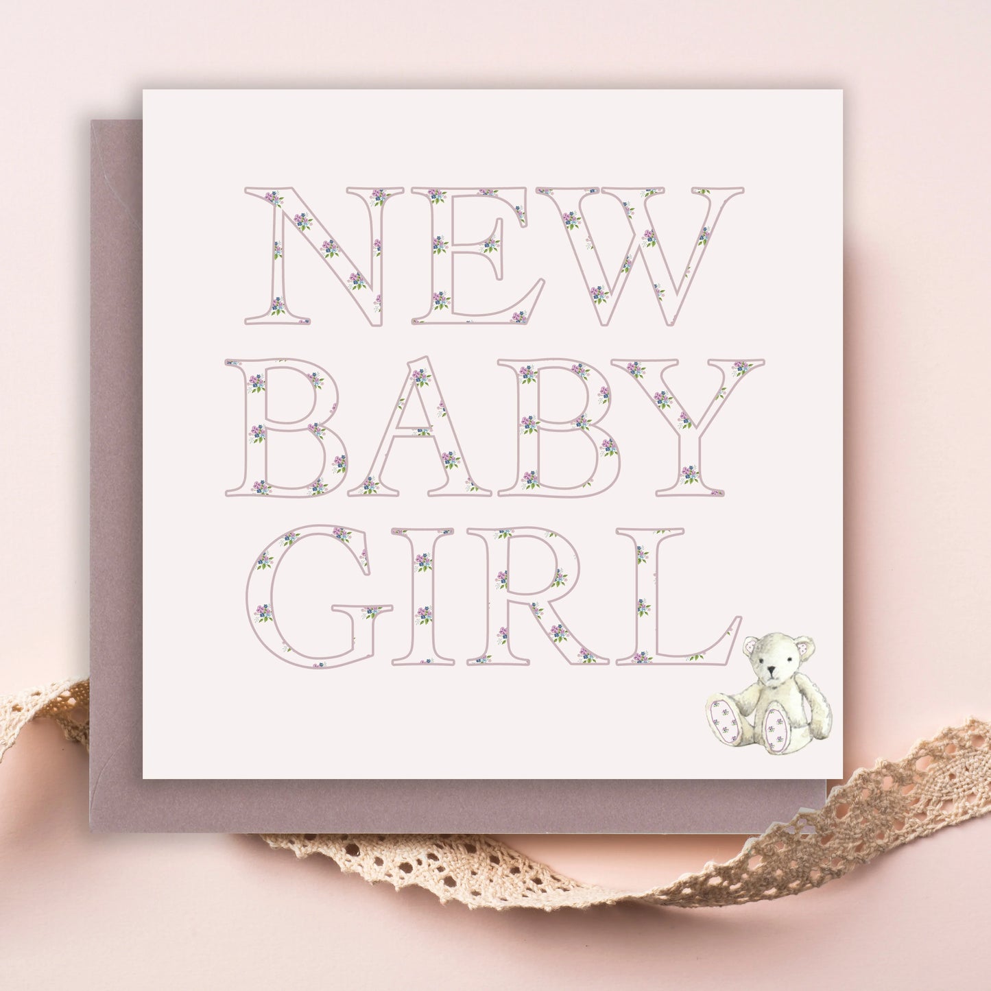 Baby Girl Letters Greeting Card-Perfect New Baby Greeting Card