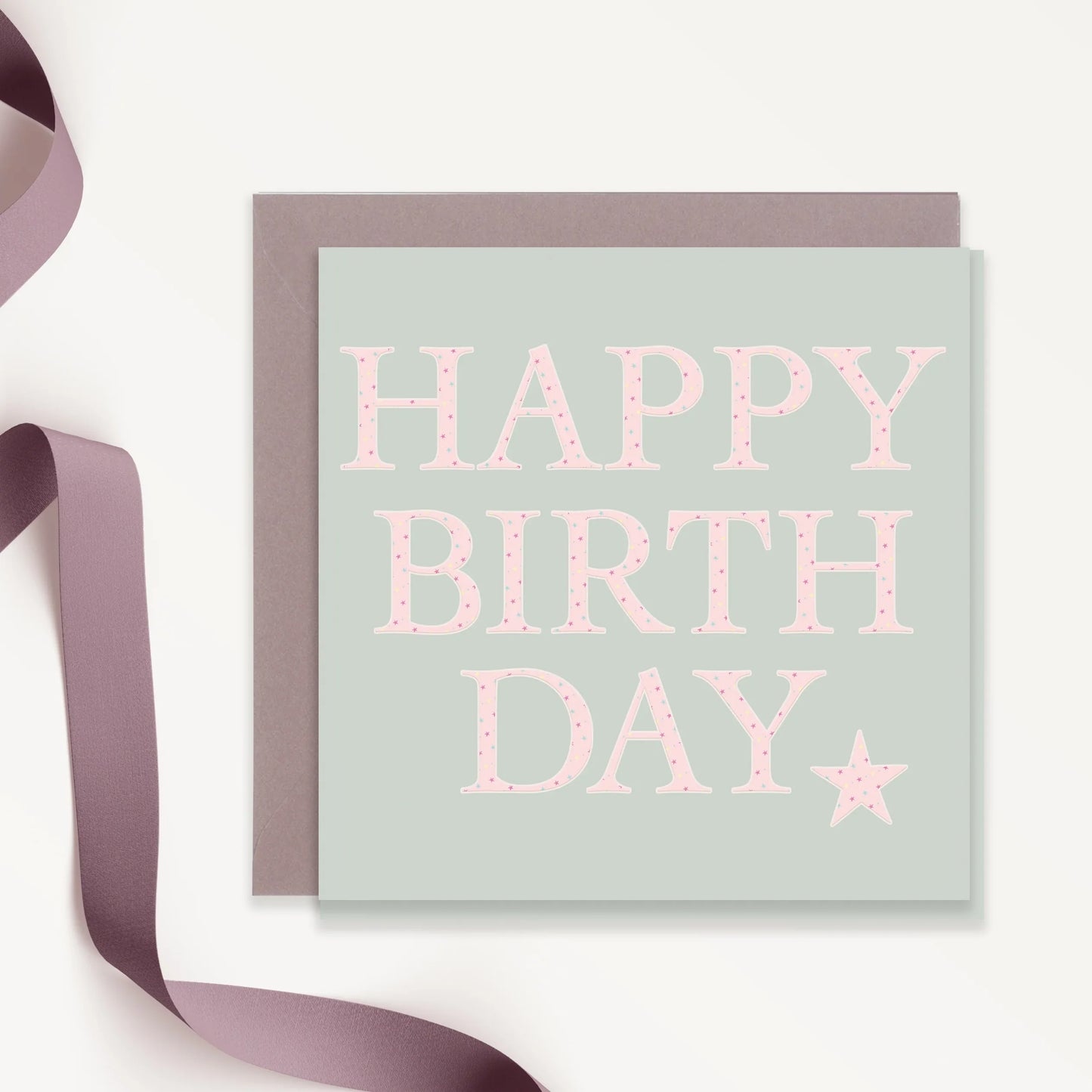 Birthday Greeting Card – Luxury Pink Design With Dusky Pink Envelope 15x15cm