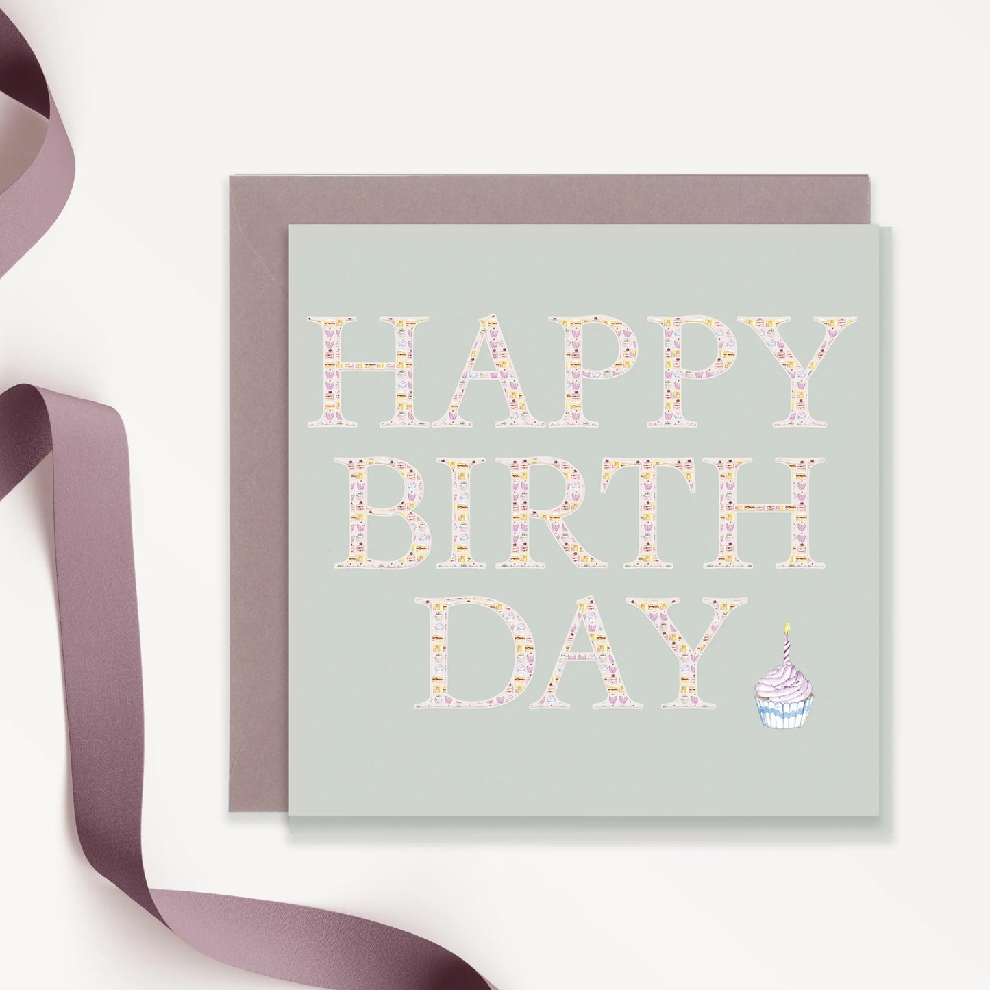 Birthday Greeting Card – Luxury Handmade Card With Dusky Pink Envelope 15x15cm