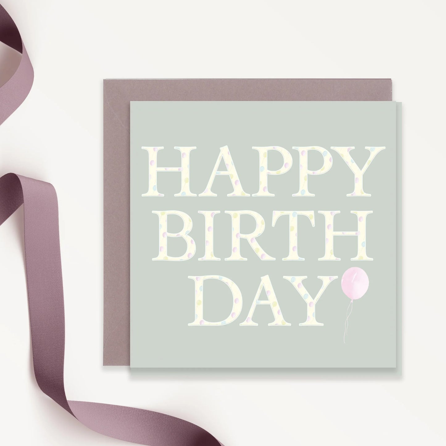 Birthday Greeting Card – Luxury Handmade Card With Dusky Pink Envelope 15x15cm