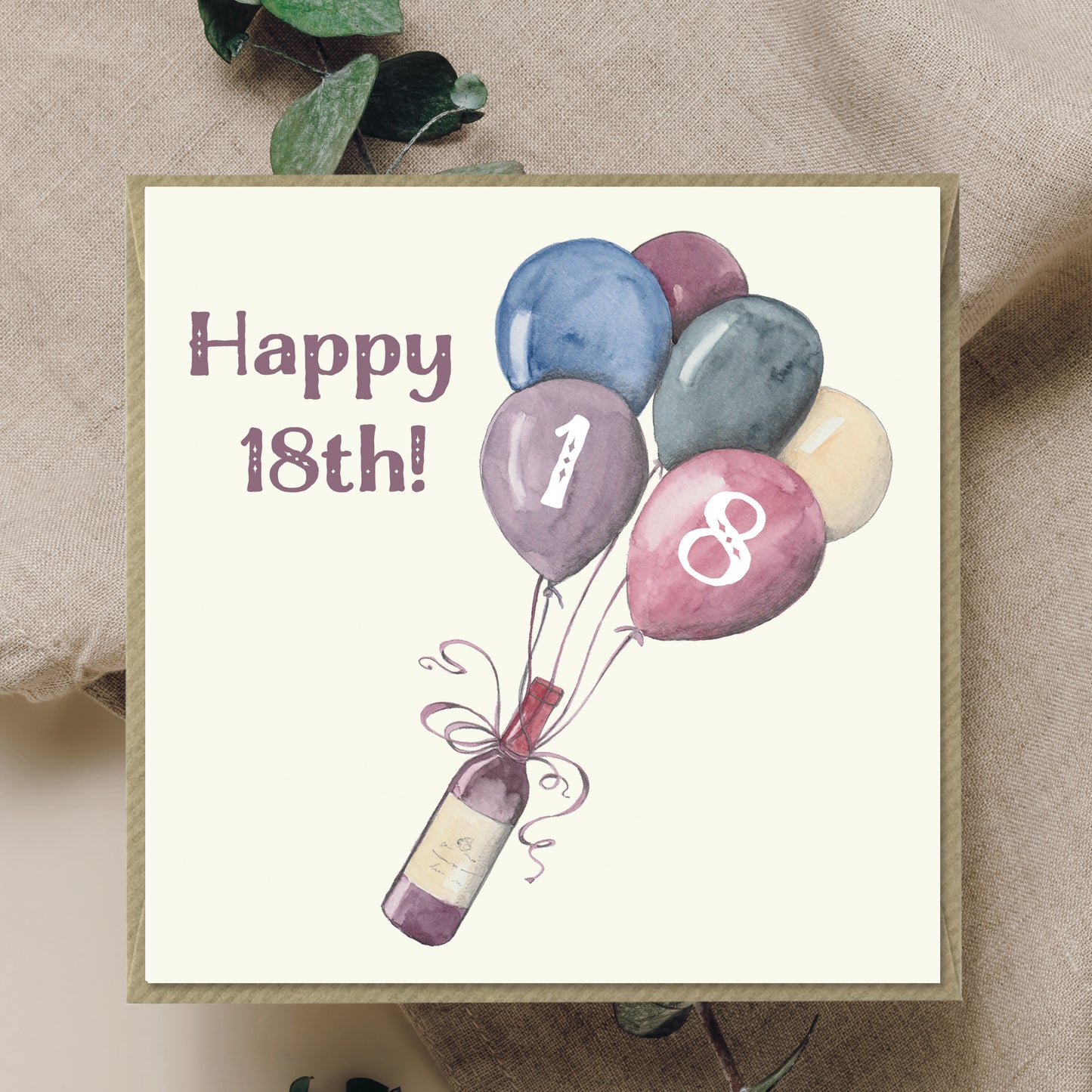 Tarjeta de cumpleaños número 18 del vino