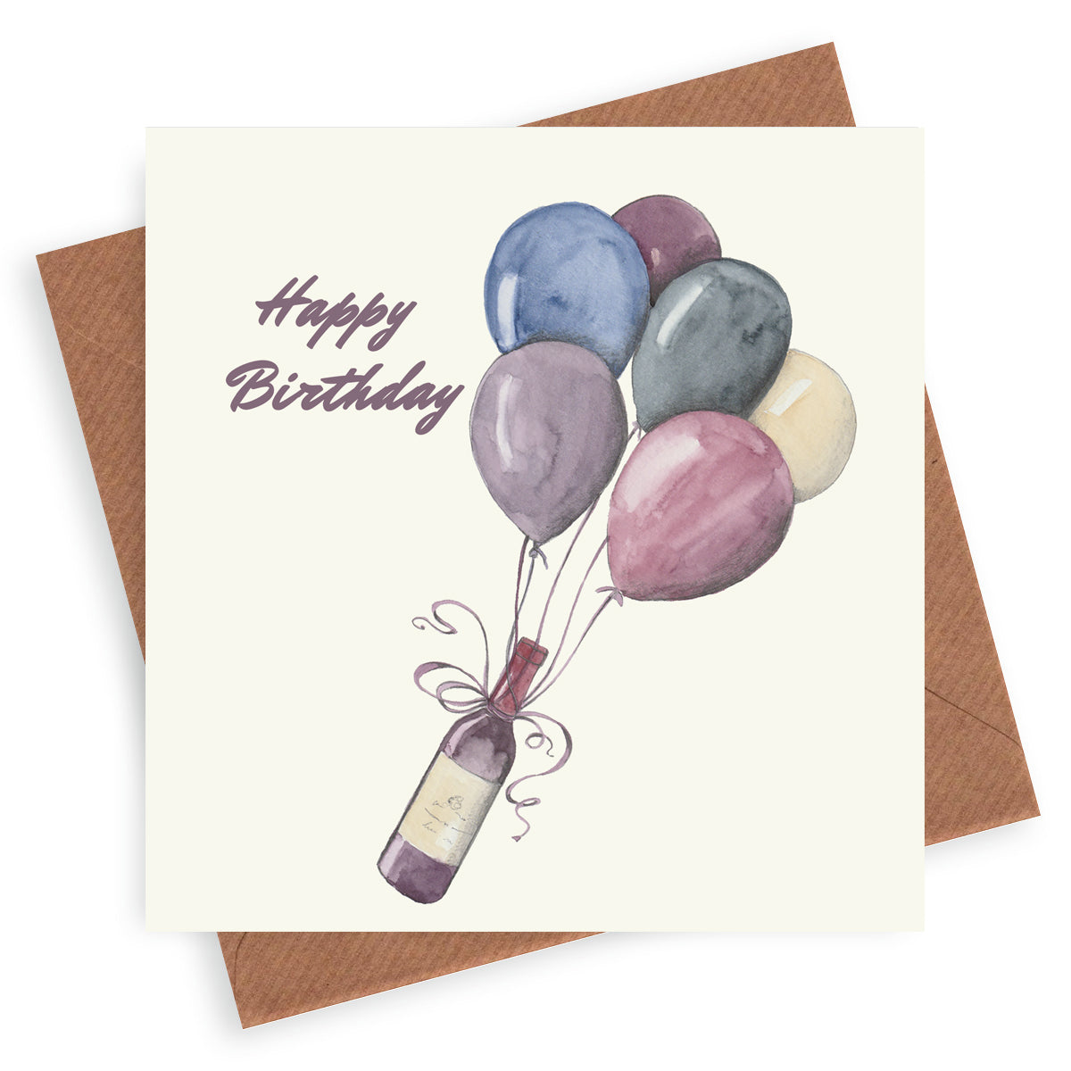 Bottles & Balloons – Luxury Birthday Greeting Card with Kraft Envelope Included