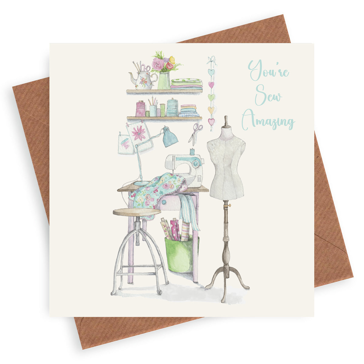 Sewing Room – Luxury Birthday Greeting Card with Kraft Envelope Included