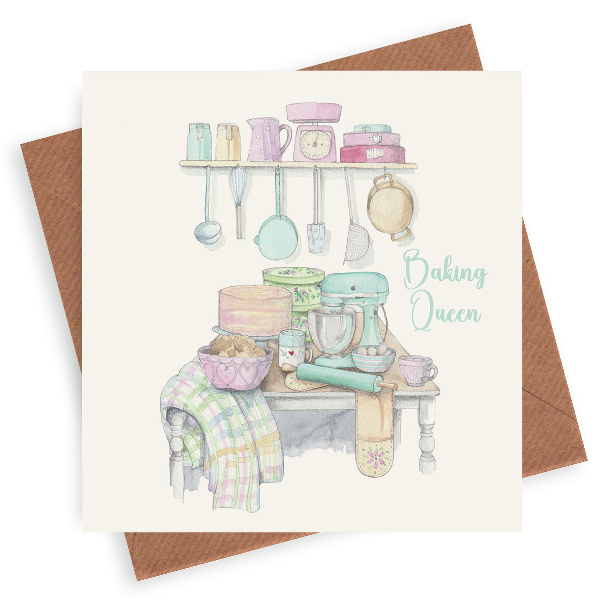 Baking Queen – Luxury Birthday Greeting Card with Kraft Envelope Included