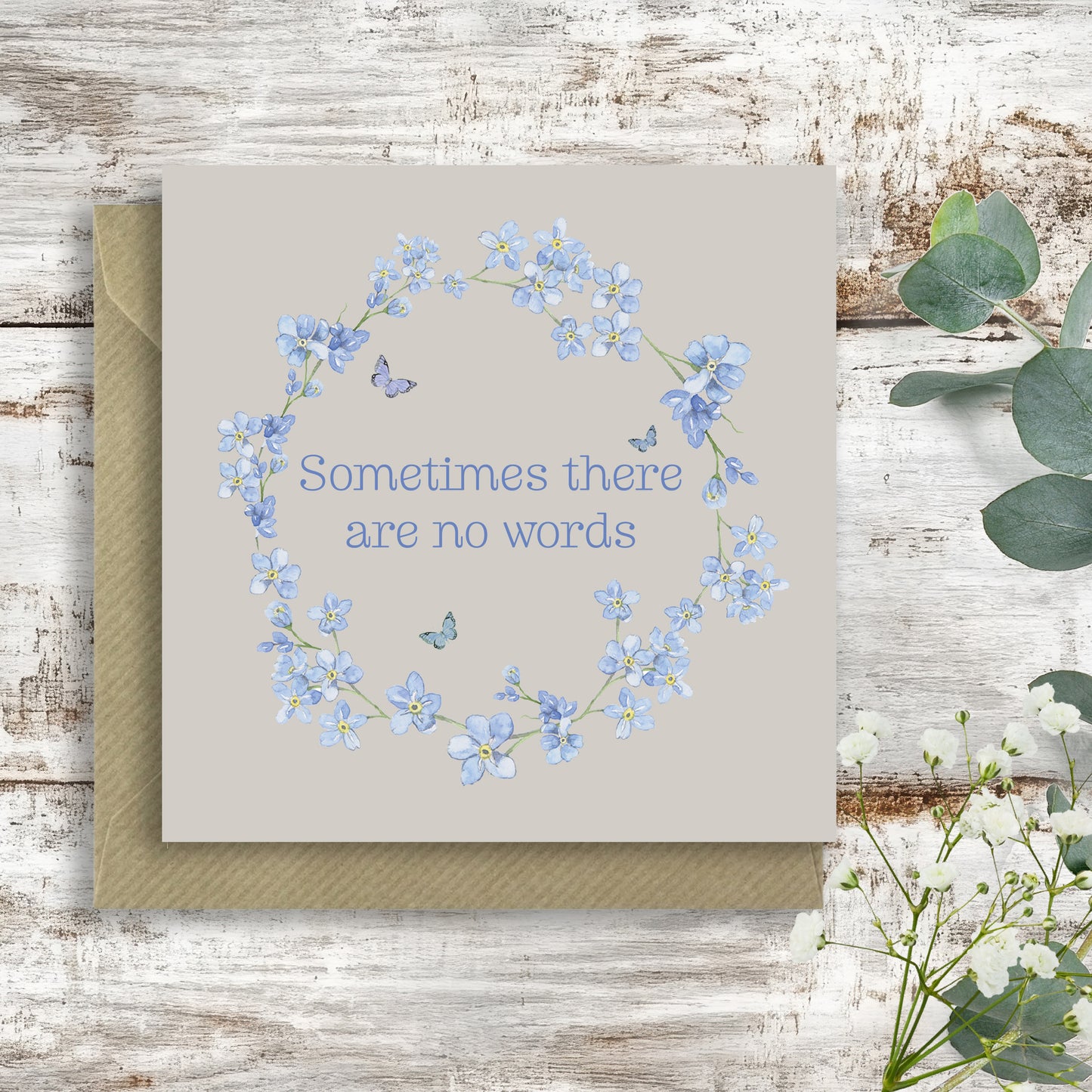 Forget Me Not – Luxury Sympathy Greeting Card with Kraft Envelope Included