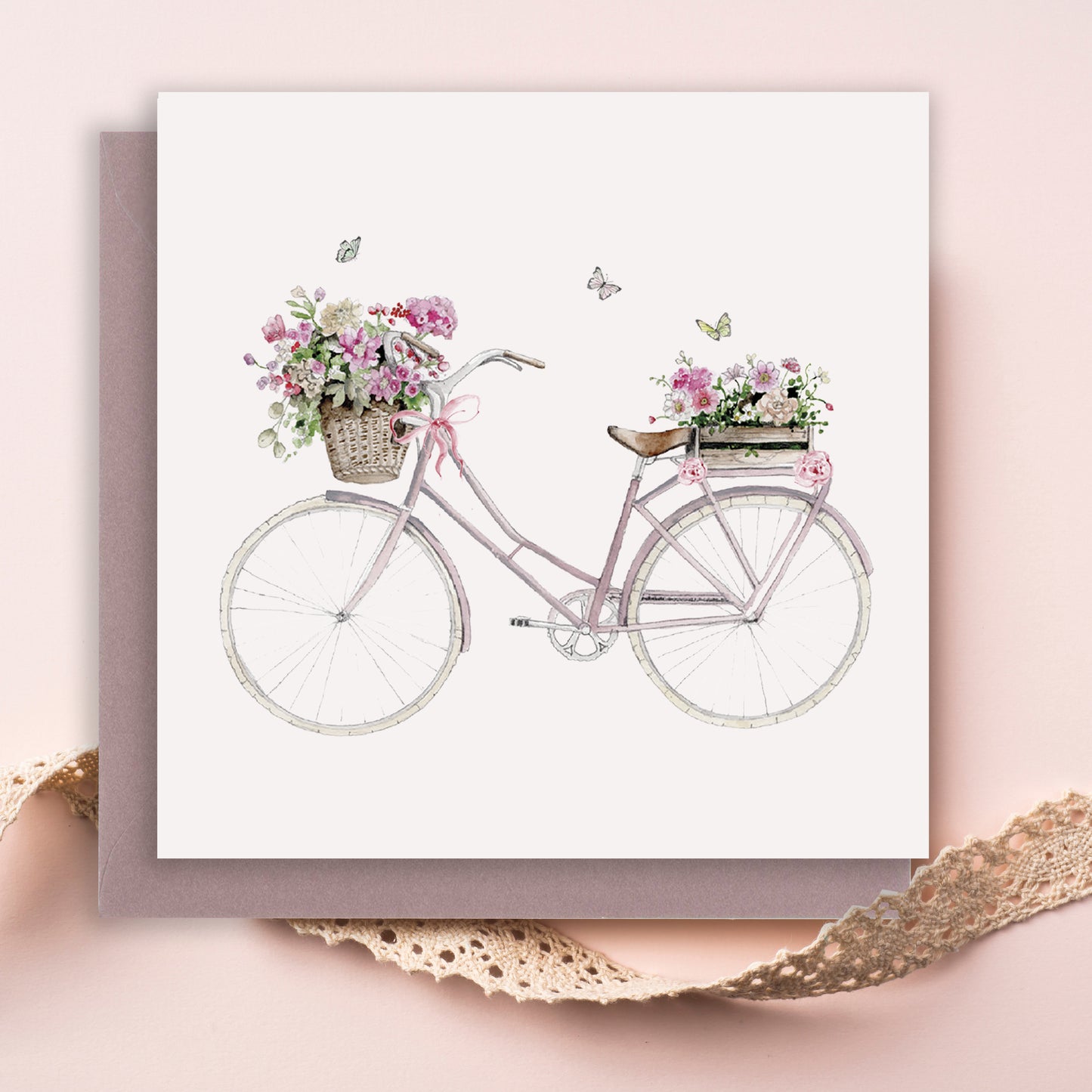 Country Bicycle– Luxury Blank Greeting Card with Kraft Envelope Included