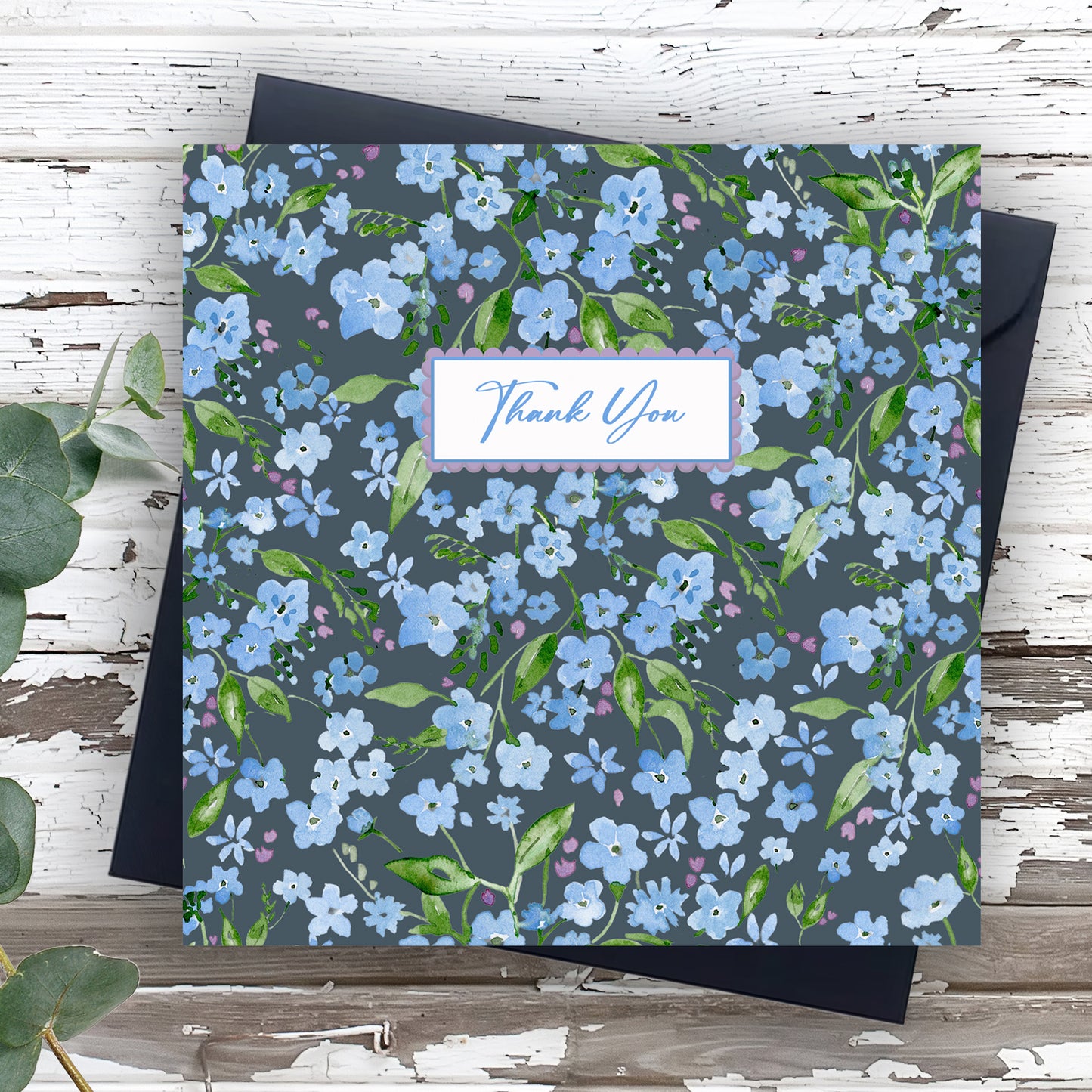 Forget Me Not Thank You– Luxury Greeting Card with Kraft Envelope Included