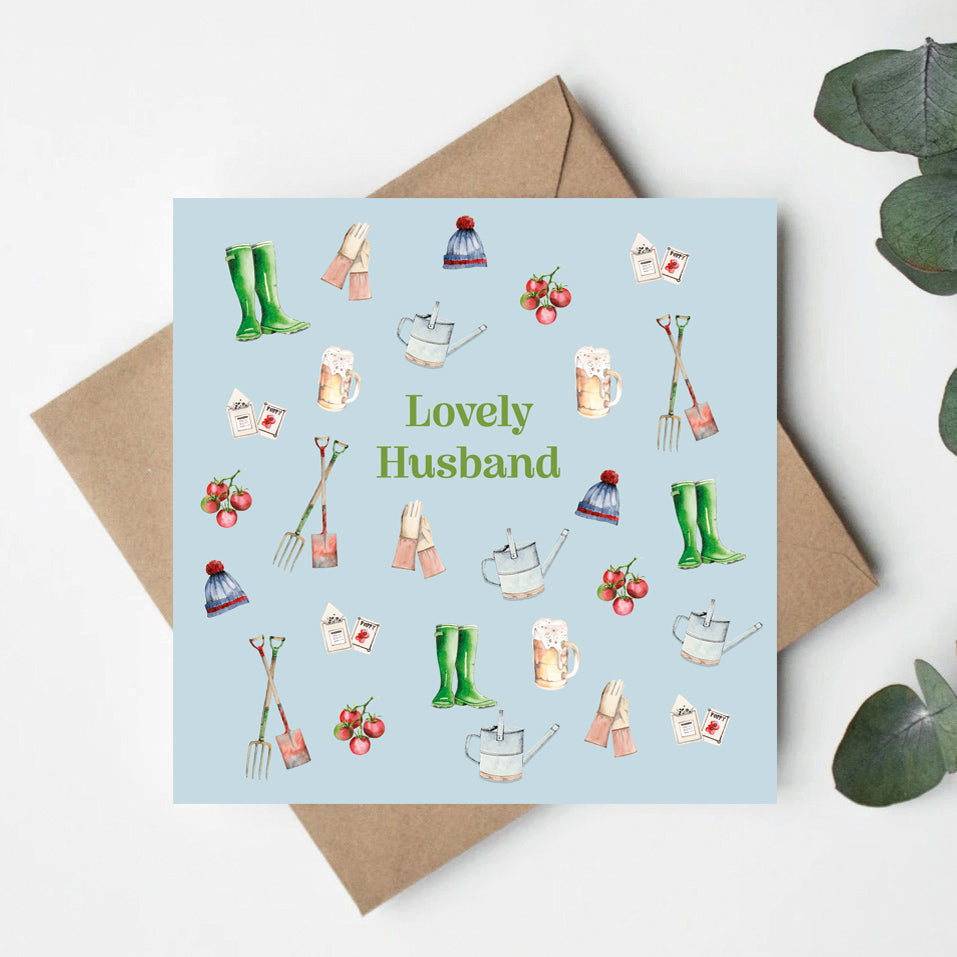 Lovely Husband– Luxury Birthday Greeting Card with Kraft Envelope Included