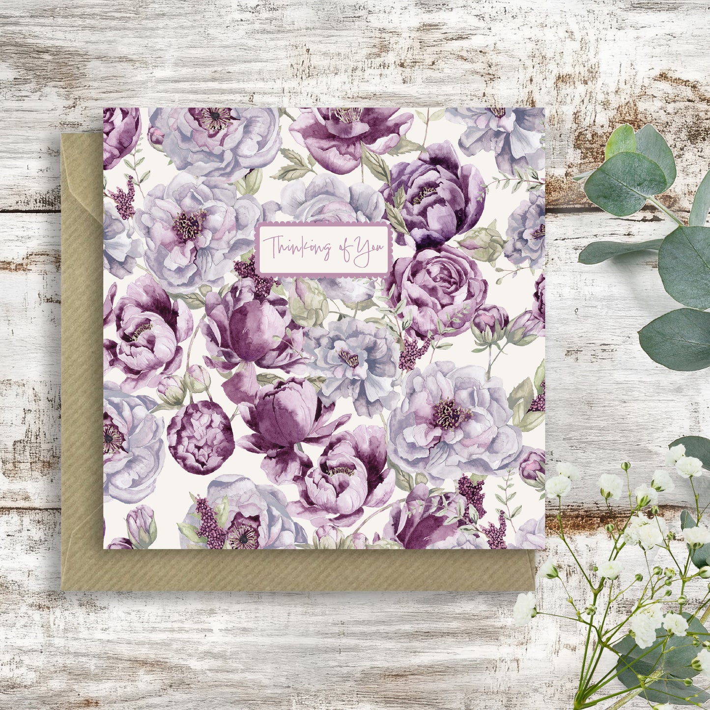 Thinking of You Card - Peony Floral Greeting Card