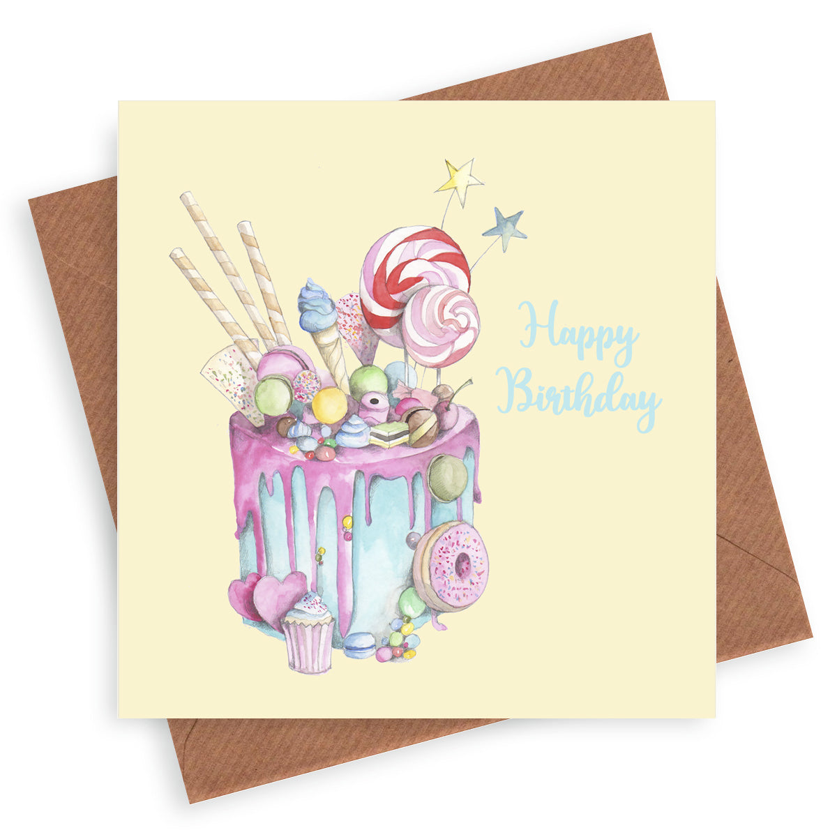 Scrumptious Cake – Luxury Birthday Greeting Card with Kraft Envelope Included