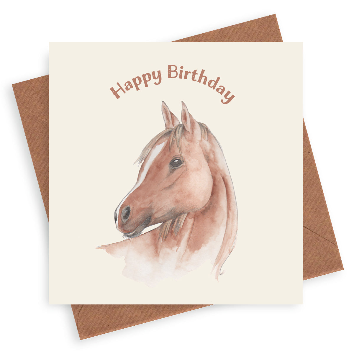Horse Head – Luxury Birthday Greeting Card with Kraft Envelope Included