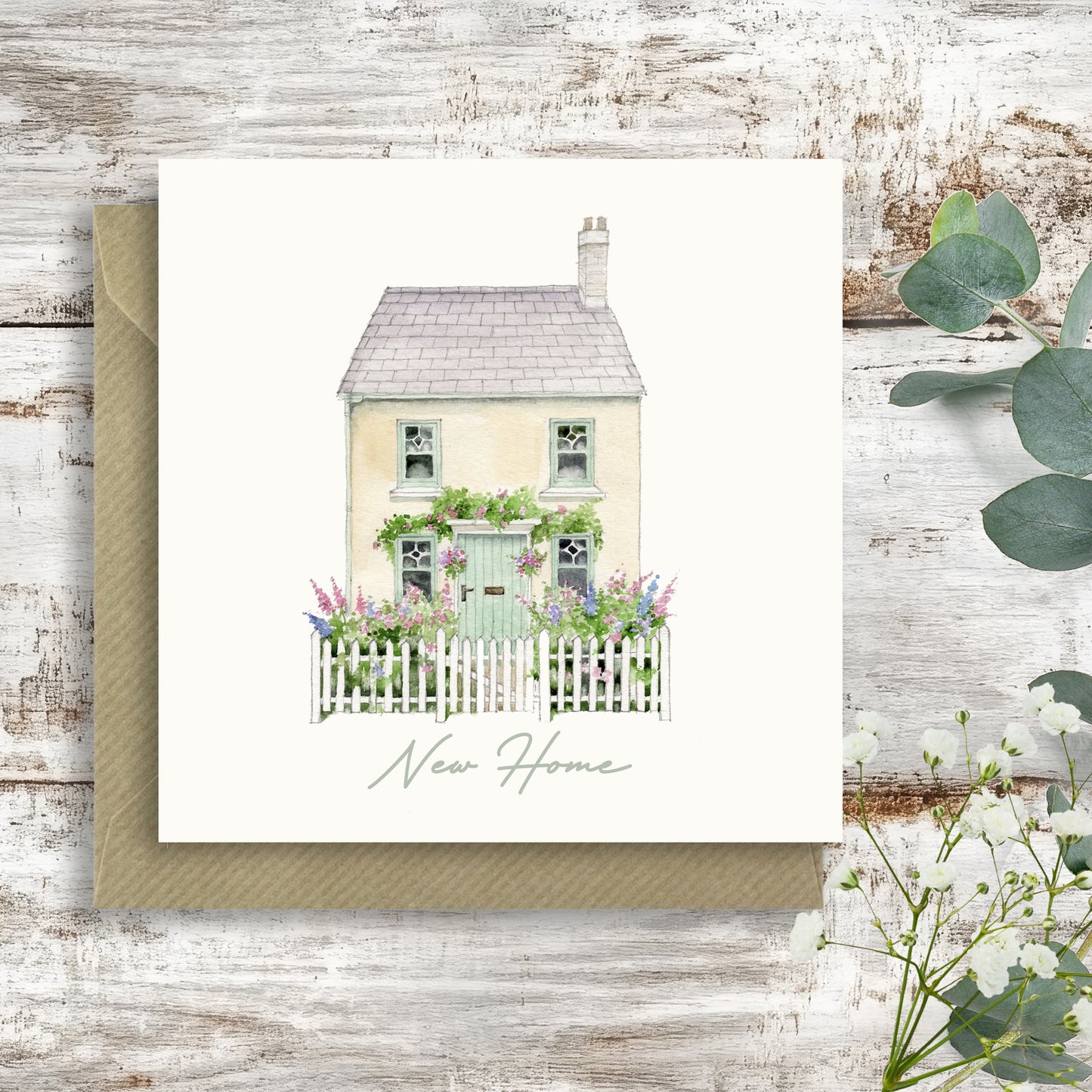 Cottage New Home – Luxury Greeting Card with Kraft Envelope Included