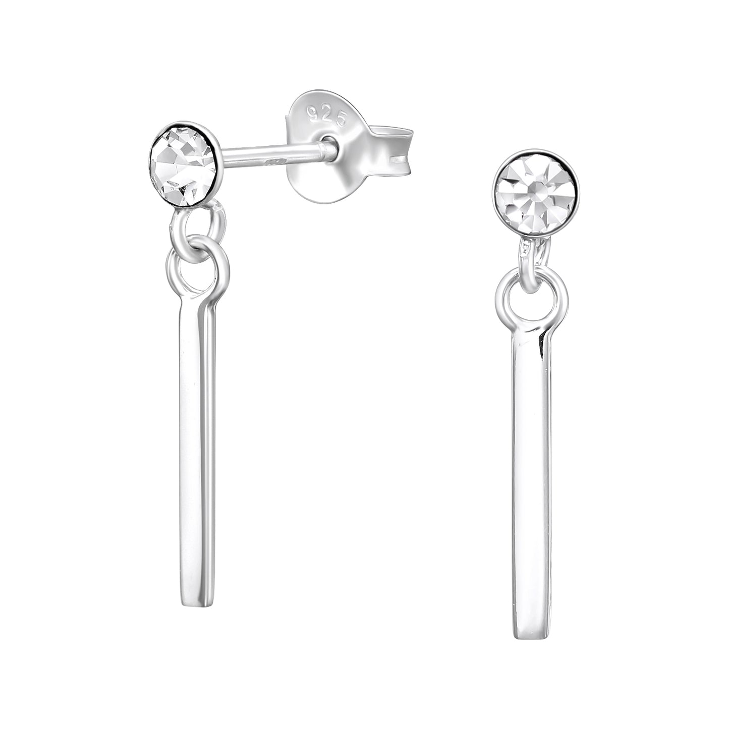 Silver Stud Earrings – Sparkling Drop Studs - Hypoallergenic - 925 Sterling - Jewellery Gift