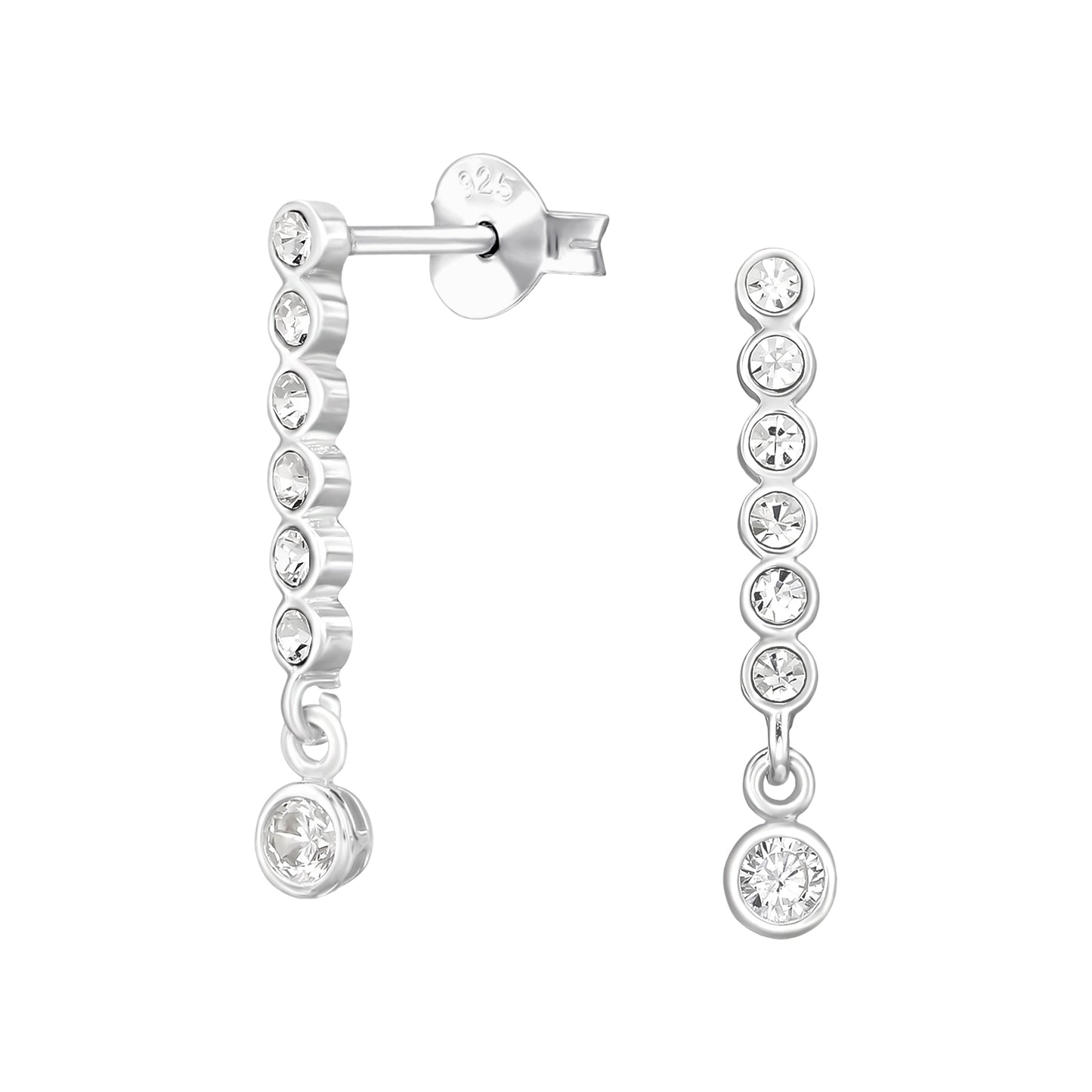 Pendiente de plata con triple gota de circonita cúbica
