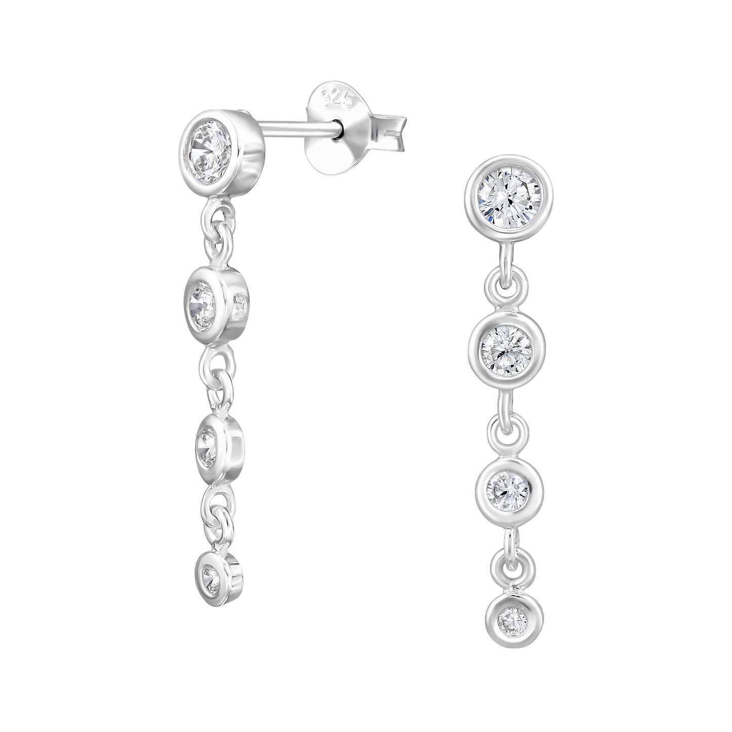 Pendiente de plata con triple gota de circonita cúbica