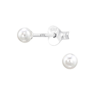 Pearl Silver Ear Stud Earrings Crumble and Core   