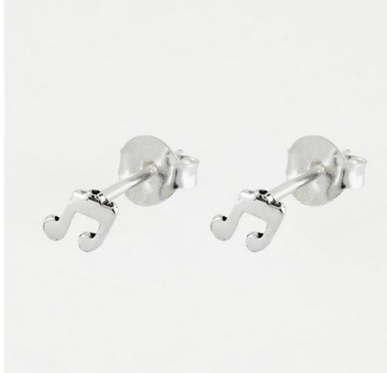 Musical Note Silver Ear Studs Jewelry Crumble and Core   