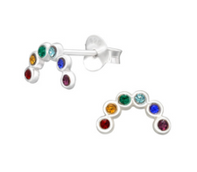 Load image into Gallery viewer, Crystal Rainbow Silver Ear Studs
