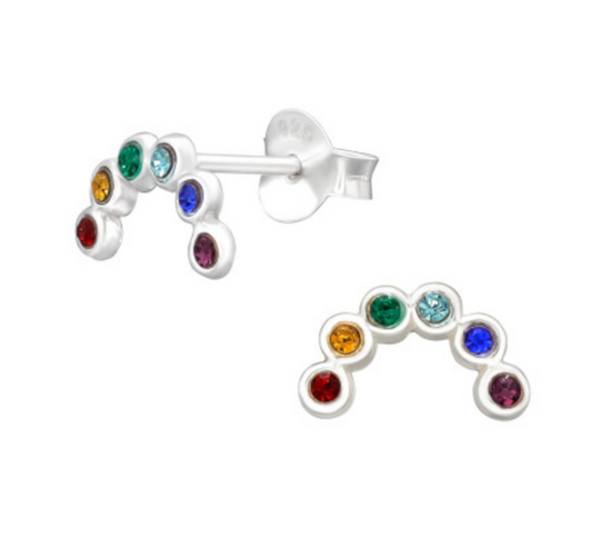 Crystal Rainbow Silver Ear Studs Earrings Crumble and Core   