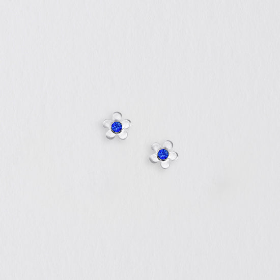 Flower Blue Crystal Silver Earring Stud Earrings Crumble and Core   