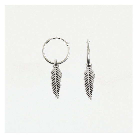 Feather Huggie Hoop Silver Earrings  Crumble and Core   