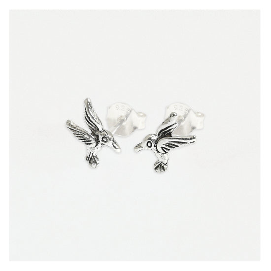Hummingbird Silver Ear Stud Earrings Crumble and Core   