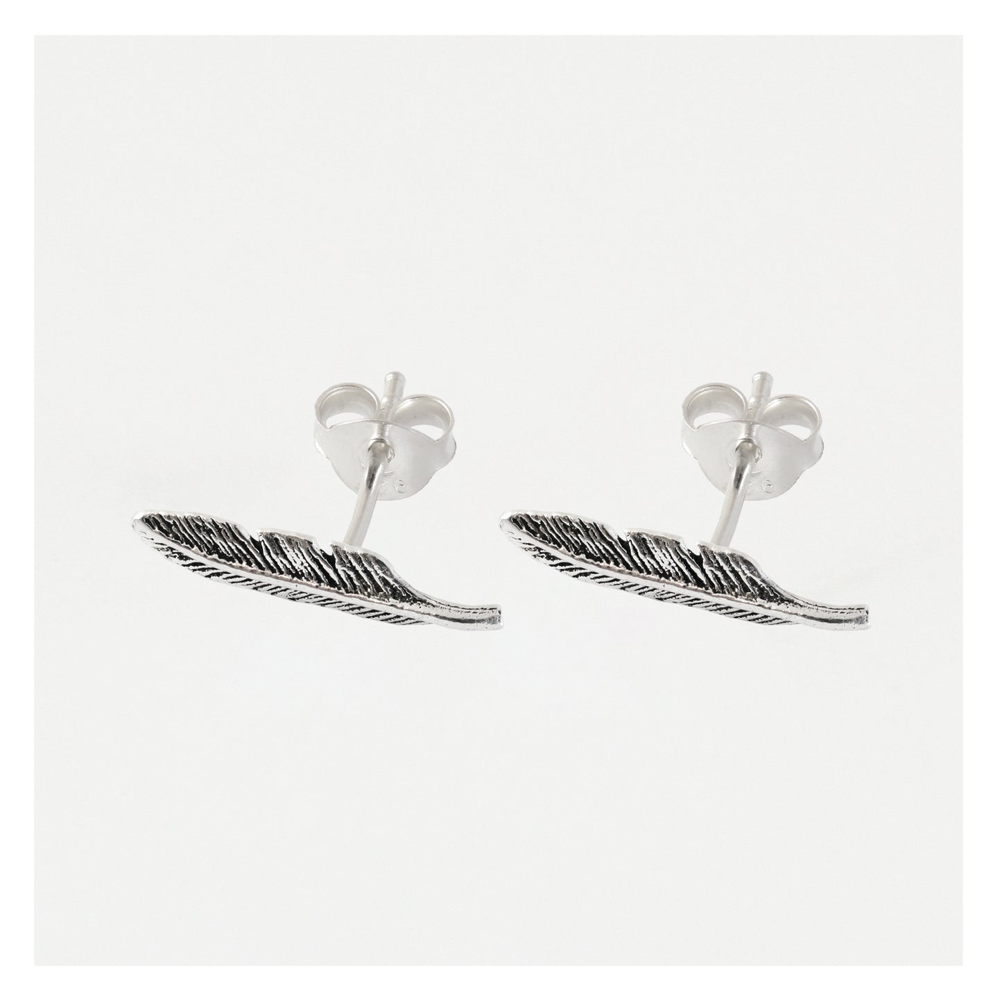 Feather Silver Ear Studs Earrings Crumble and Core   