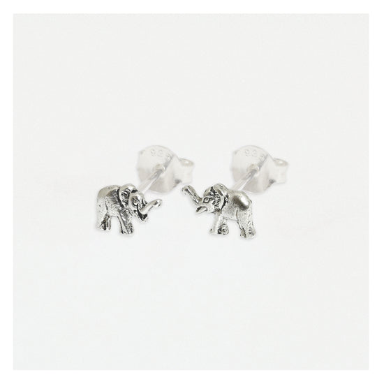 Elephant Silver Ear Stud Earrings Crumble and Core   