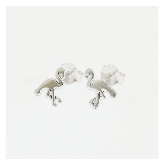 Flamingo Silver Ear Stud Earrings Crumble and Core   