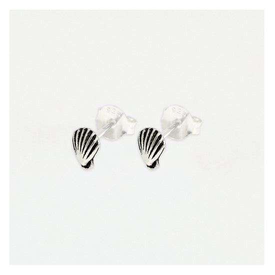 Shell Silver Ear Stud Earrings Crumble and Core   