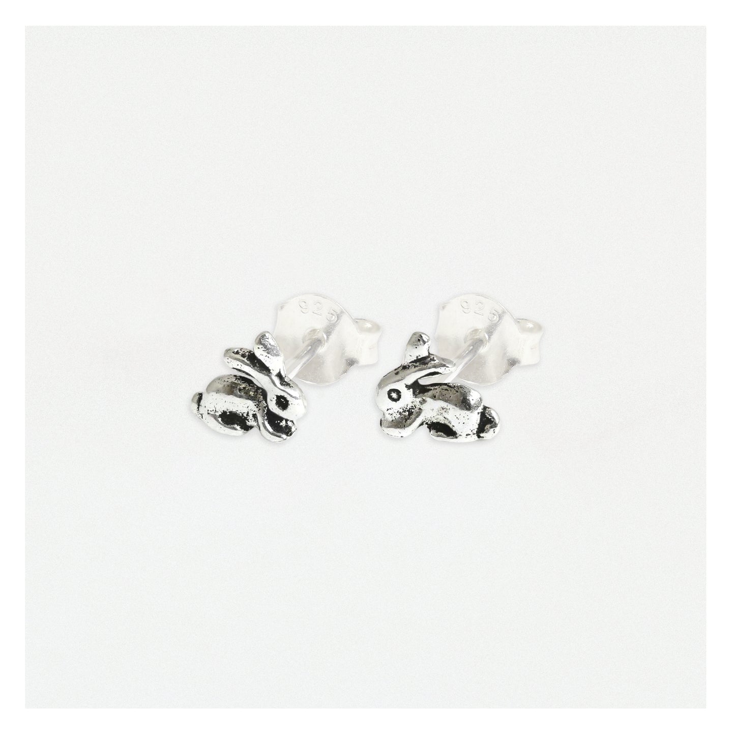 Bunny Rabbit Silver Ear Stud Earrings Crumble and Core   