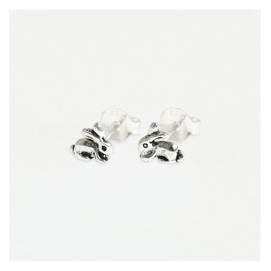 Bunny Rabbit Silver Ear Stud Earrings Crumble and Core   